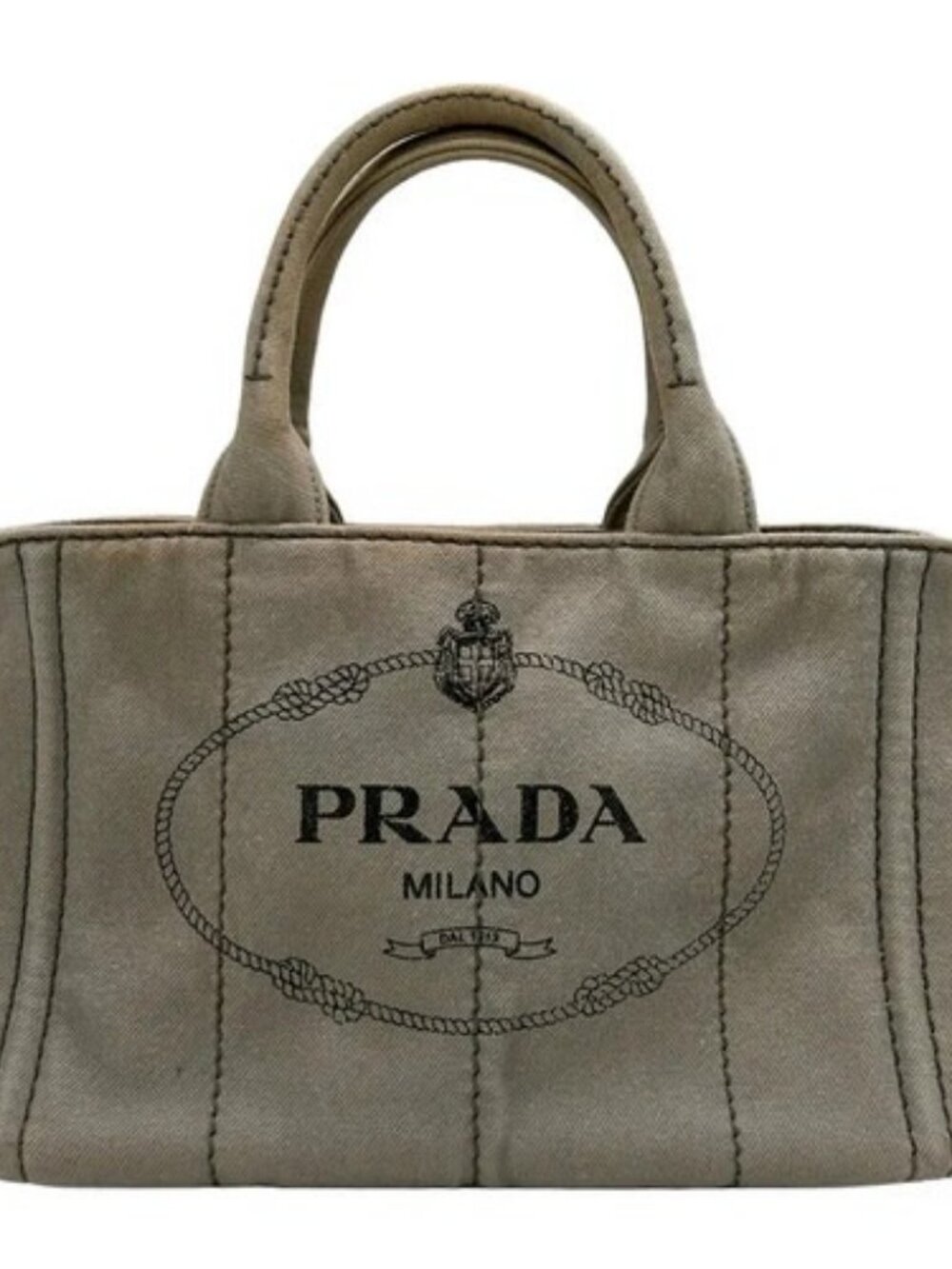 PRADA Canapa 1BG439 Gray Denim Tote Bag